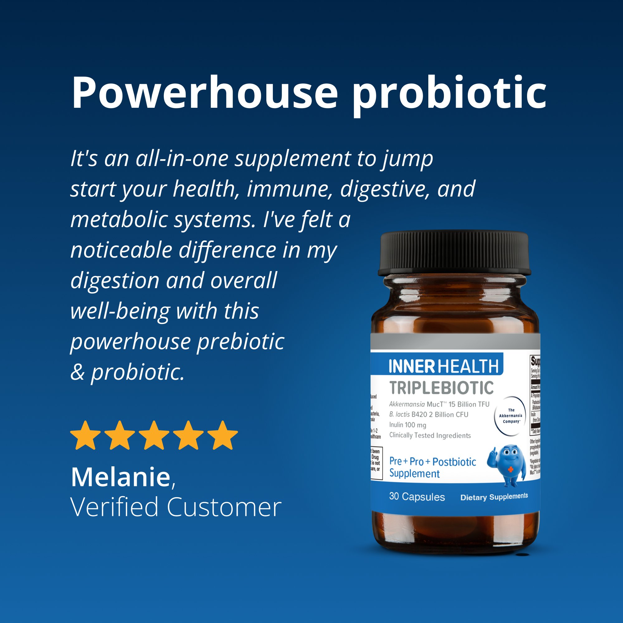 InnerHealth Triplebiotic with Akkermansia | Gut Health by Metagenics