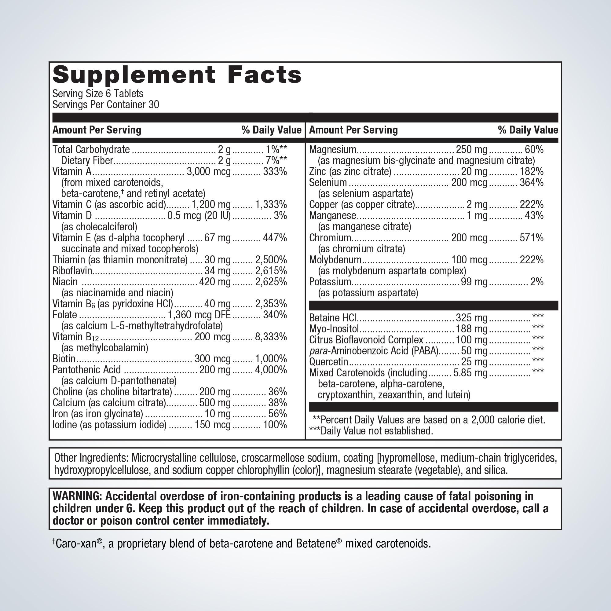 MultigenicsÂ® Multivitamin with Iron | Metagenics