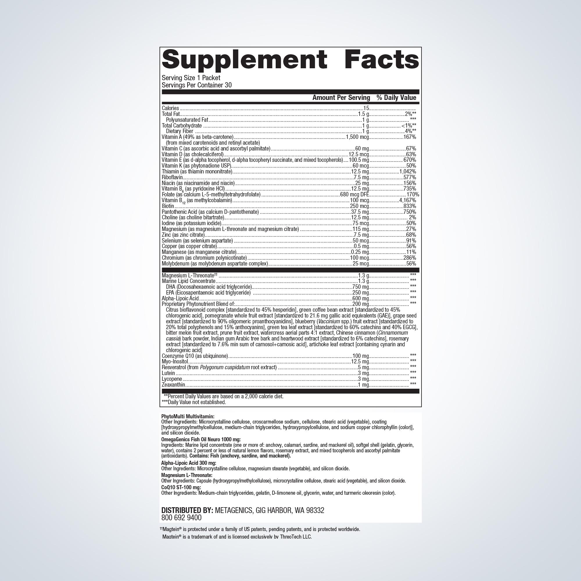 Wellness Essentials Brain Health Daily Packs | Metagenics